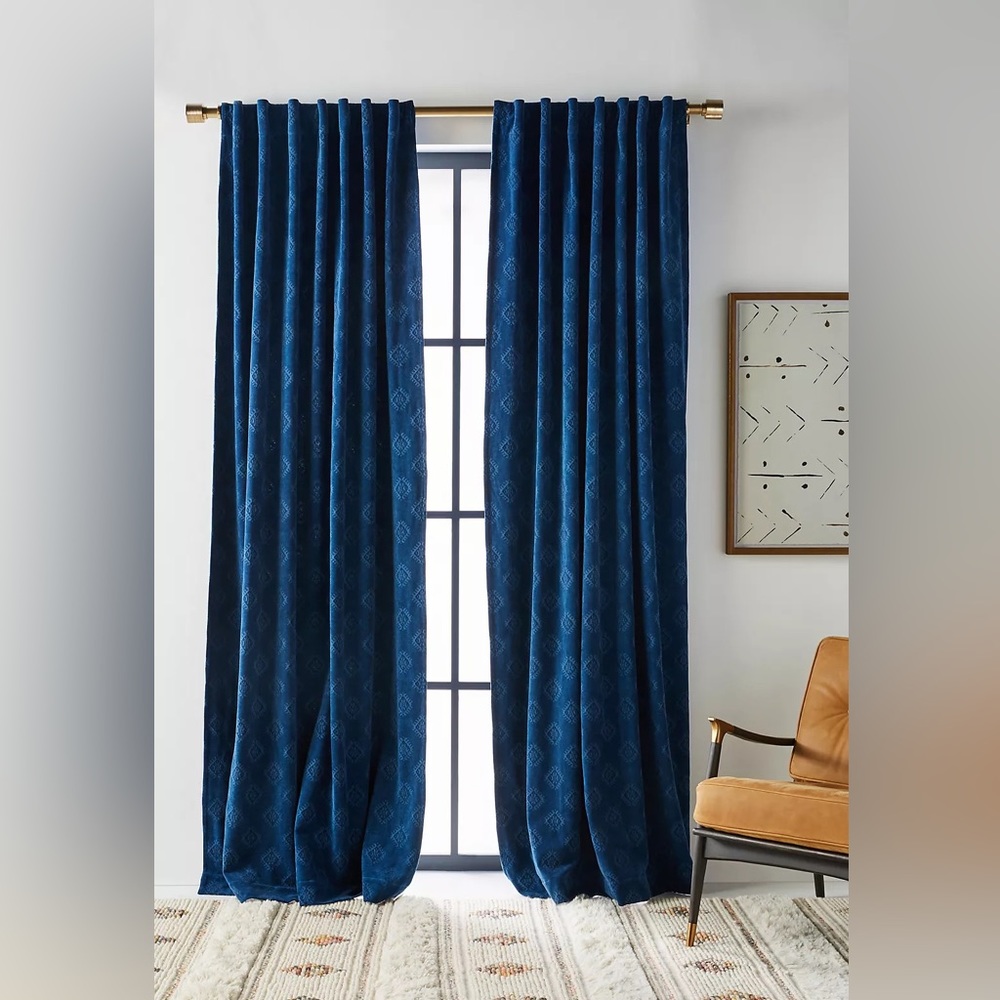 New Anthropologie Jacquard Chenille Curtain 50 x 84